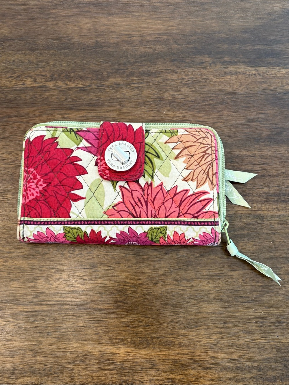 RETIRED Vera Bradley turn-lock wallet, “Hello Dahlia!" floral quilted print